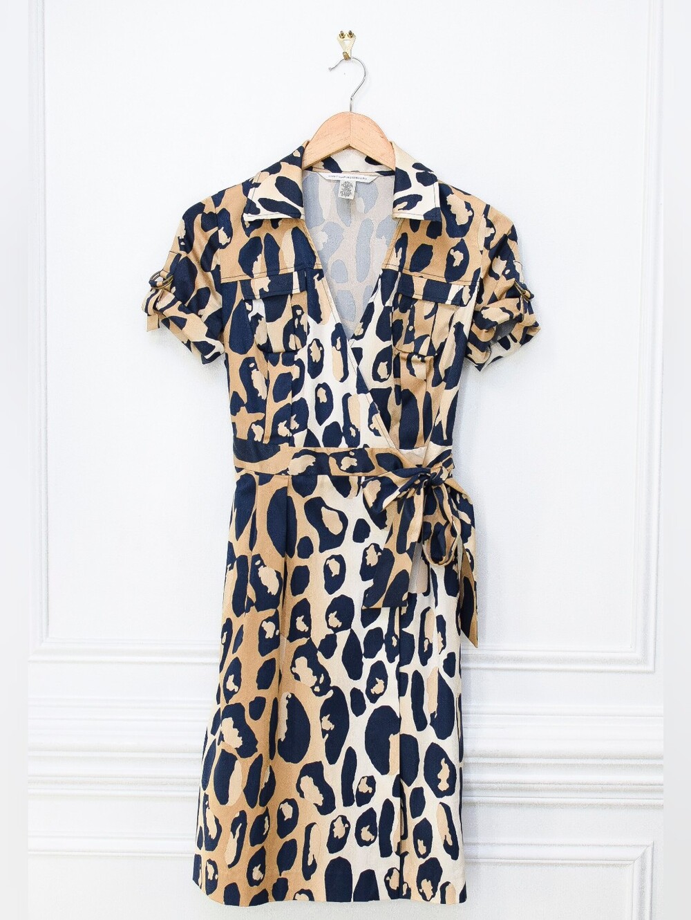 Diane Von Furstenberg Samara Silk Wrap Dress Spotted Frog Animal Print Size 2